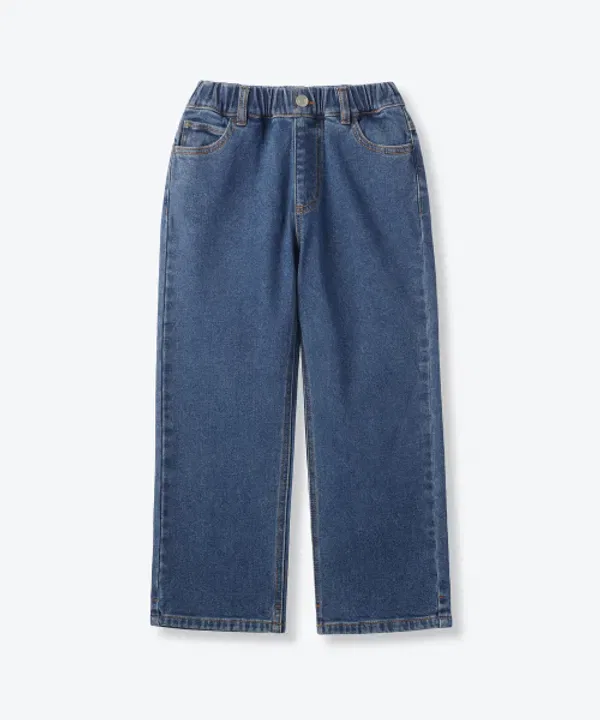 Джинсы утепленные прямого кроя на резинке, Musinsa Standard Kids, Medium Indigo — фото 2