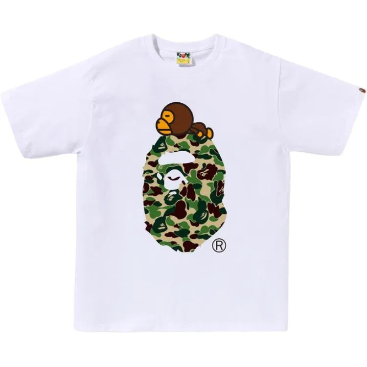 Детская футболка с камуфляжным принтом ABC Camo T Shirts A BATHING APE, White & Green