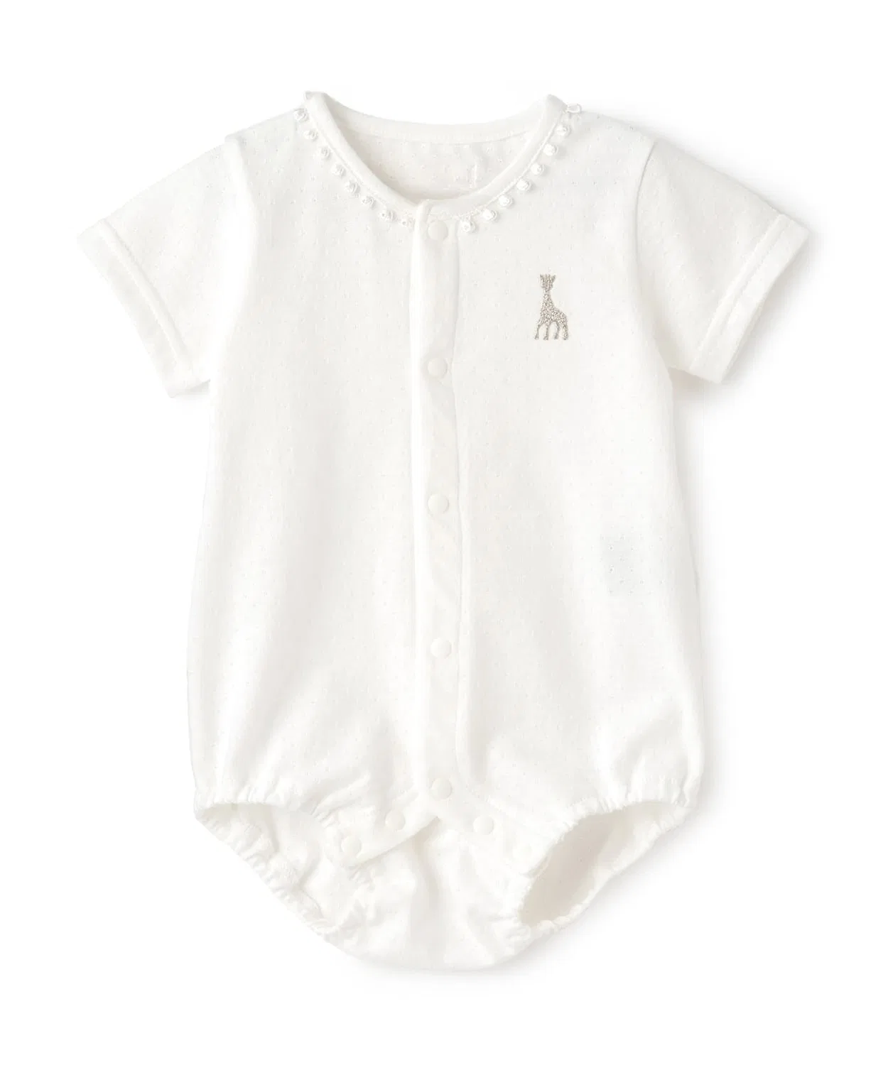 Детский боди-комбинезон с кружевом и вышивкой Sophie la girafe, Off White