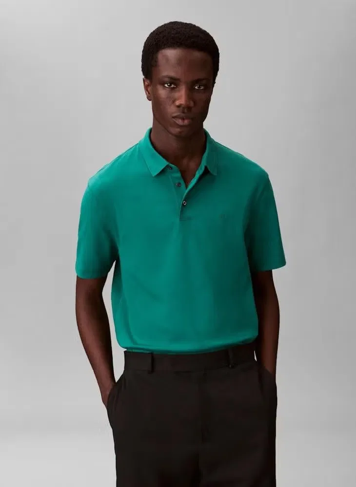 Поло с воротником Pima cotton Calvin Klein, зеленый
