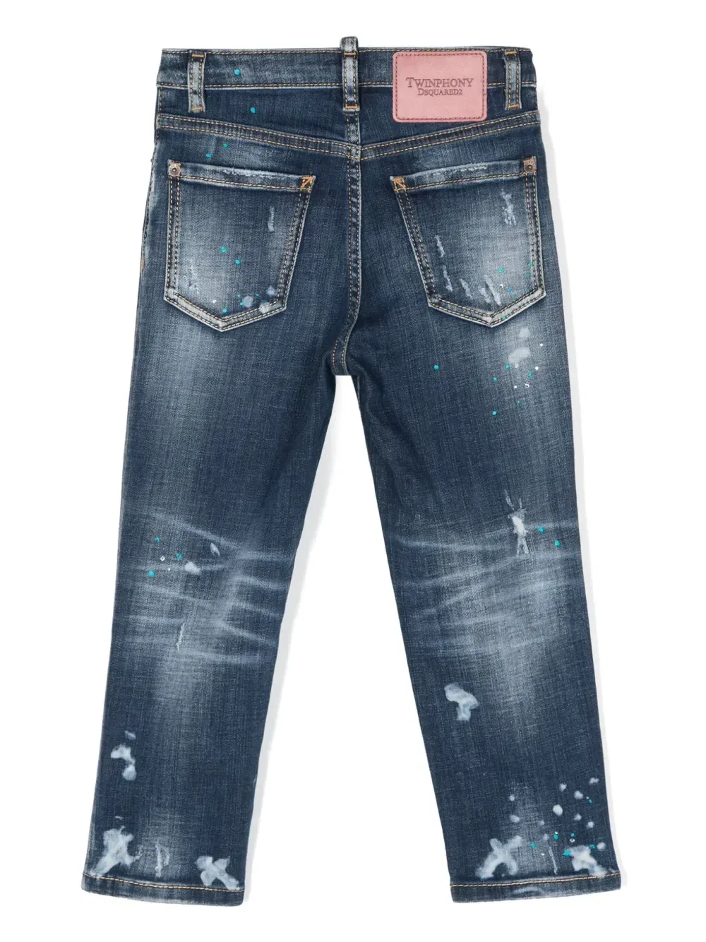 Зауженные джинсы Manat средней посадки Dsquared2 Kids, синий — фото 2