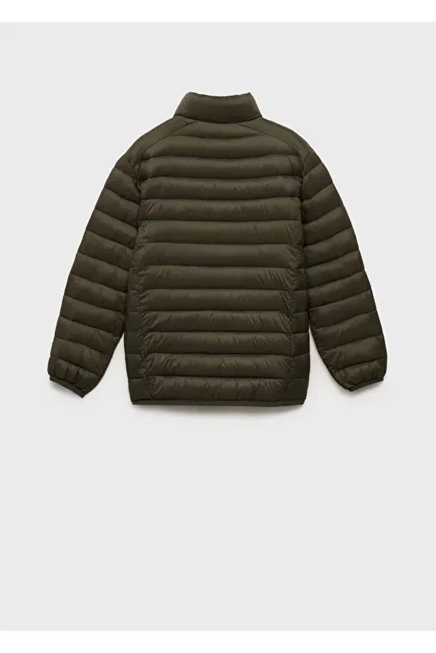 Детское пальто для девочек стеганое Mango Kids, Khaki — фото 4