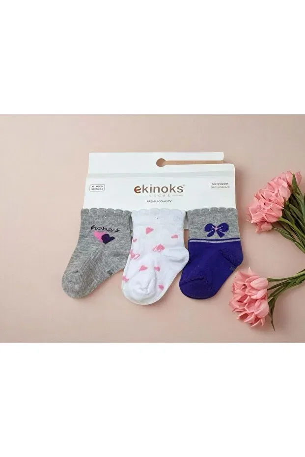 Детские носки для новорожденных с рисунком сердце Ekinoks, Gray