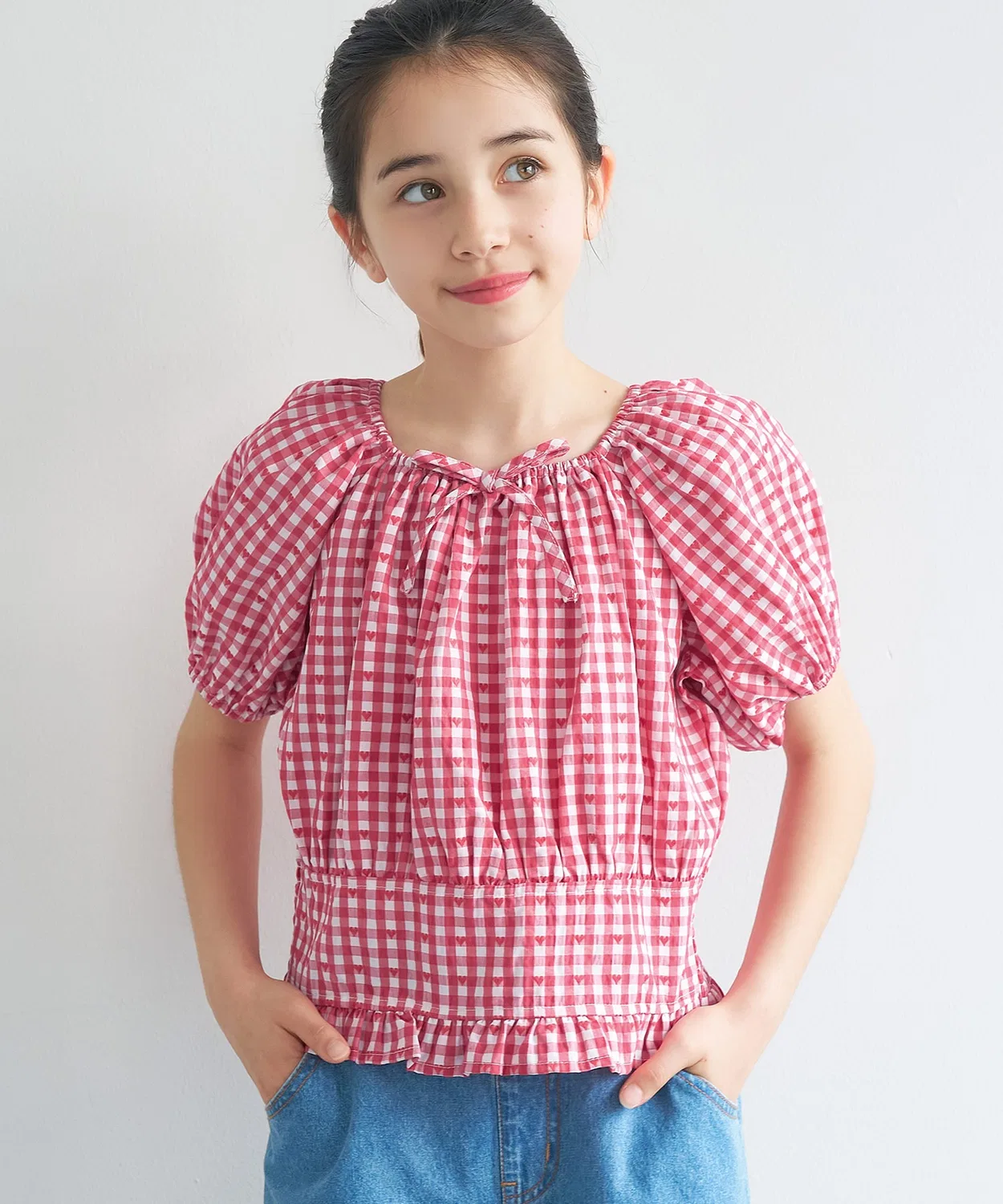 Coca(coca) Детская блузка с принтом Heart Gingham COCA, Red