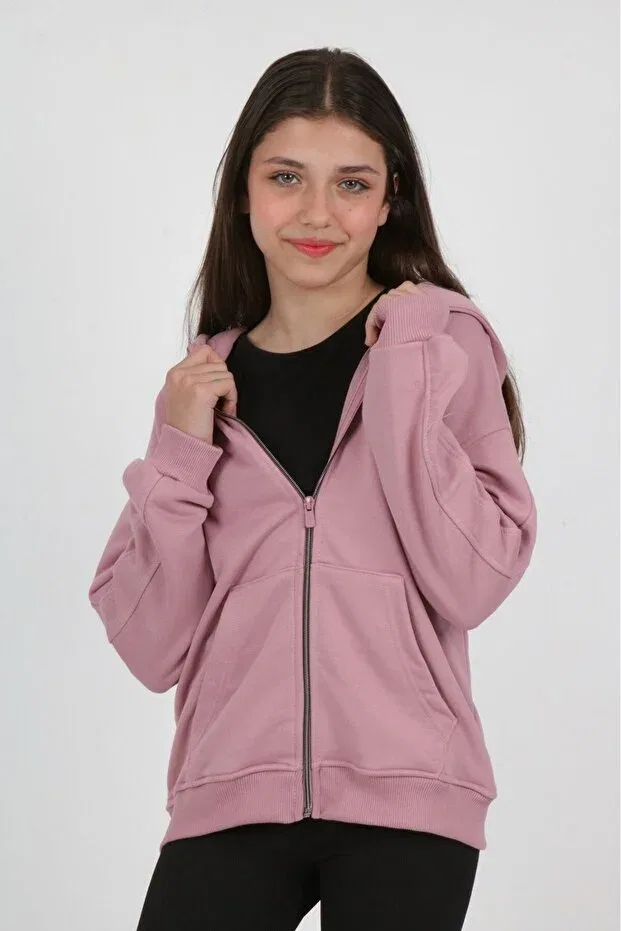 Детский кардиган для девочек с капюшоном Knitted Cardigan Toontoy, Dried Rose — фото 4