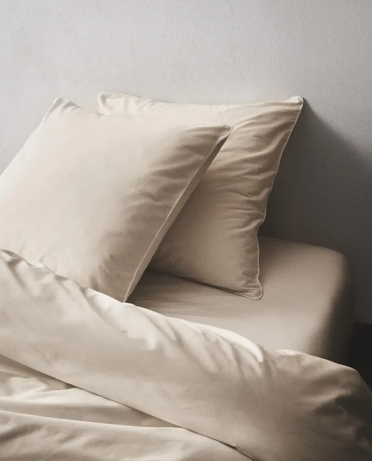 Наволочка Zara Home Cotton Percale, 300 г/м², 2 штуки, 50x75 см, бежевый — фото 2