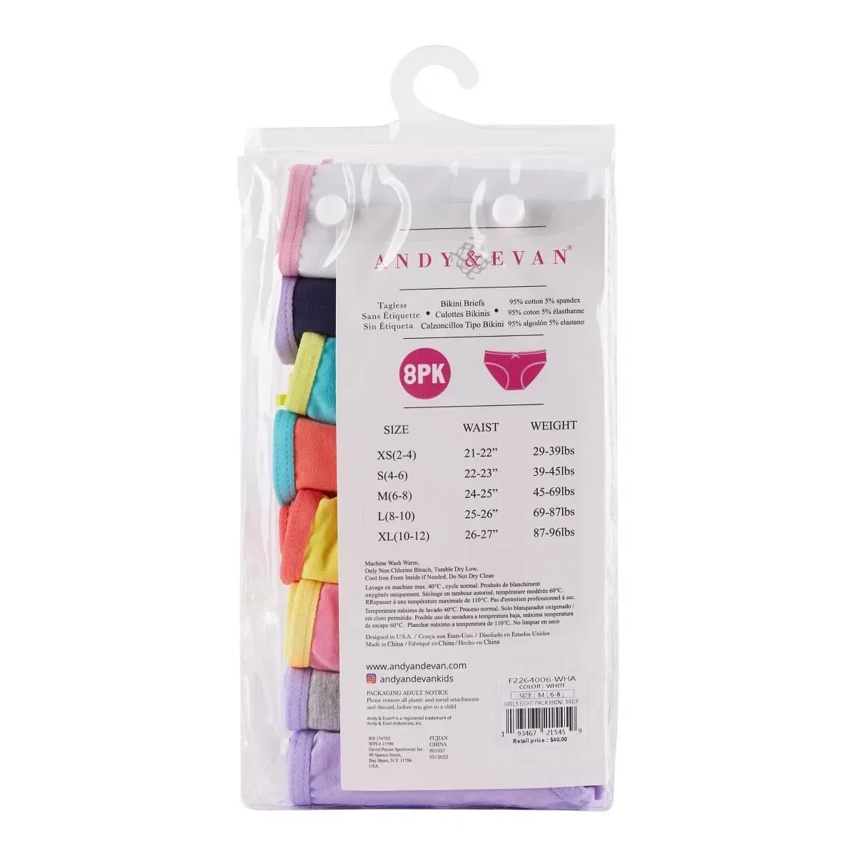 Детские трусы для девочек multipack 8 штук Andy & Evan, Multicolored — фото 3
