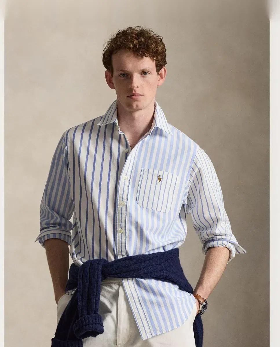 Мужская рубашка Oxford Regular Fit из переработанного полиэстера и хлопка Polo Ralph Lauren, Azul Claro