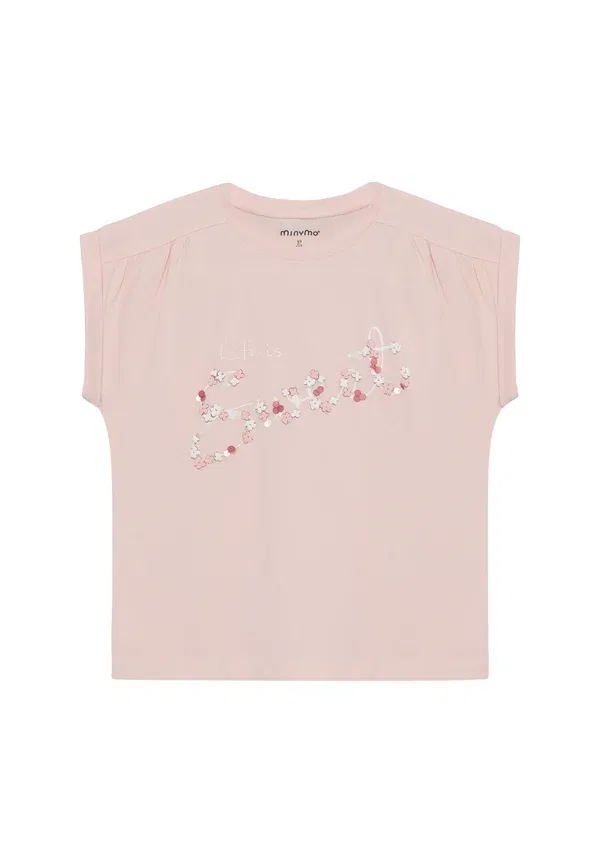 Футболка с принтом Short sleeve - print t-shirt Minymo, Peach Blush, персиковый