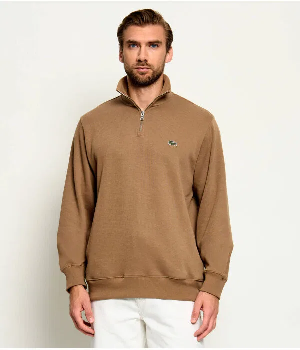 Мужская флисовая кофта на молнии Lacoste, бежевый