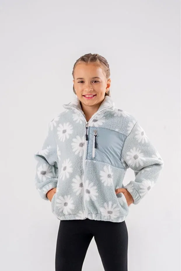 Детское пальто для девочек на флисе с принтом Basics Eray Kids, Green