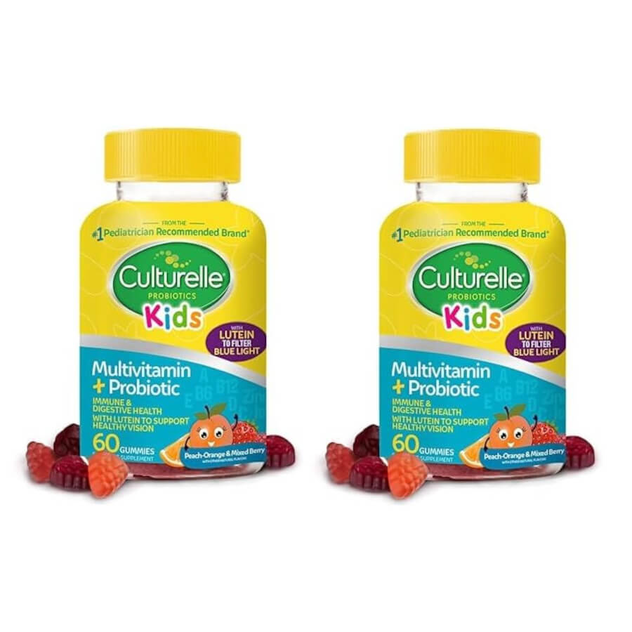 

Мультивитамины для детей Culturelle Probiotic Peach-Orange & Mixed Berry Flavor With Lutein, 2 банки x 60 пастилок