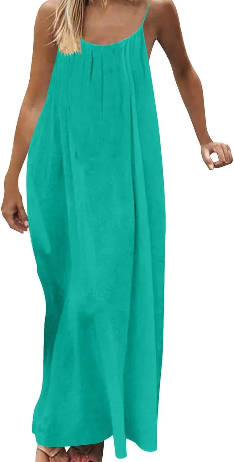 Женское летнее платье макси на бретелях без спинки, Mint Green