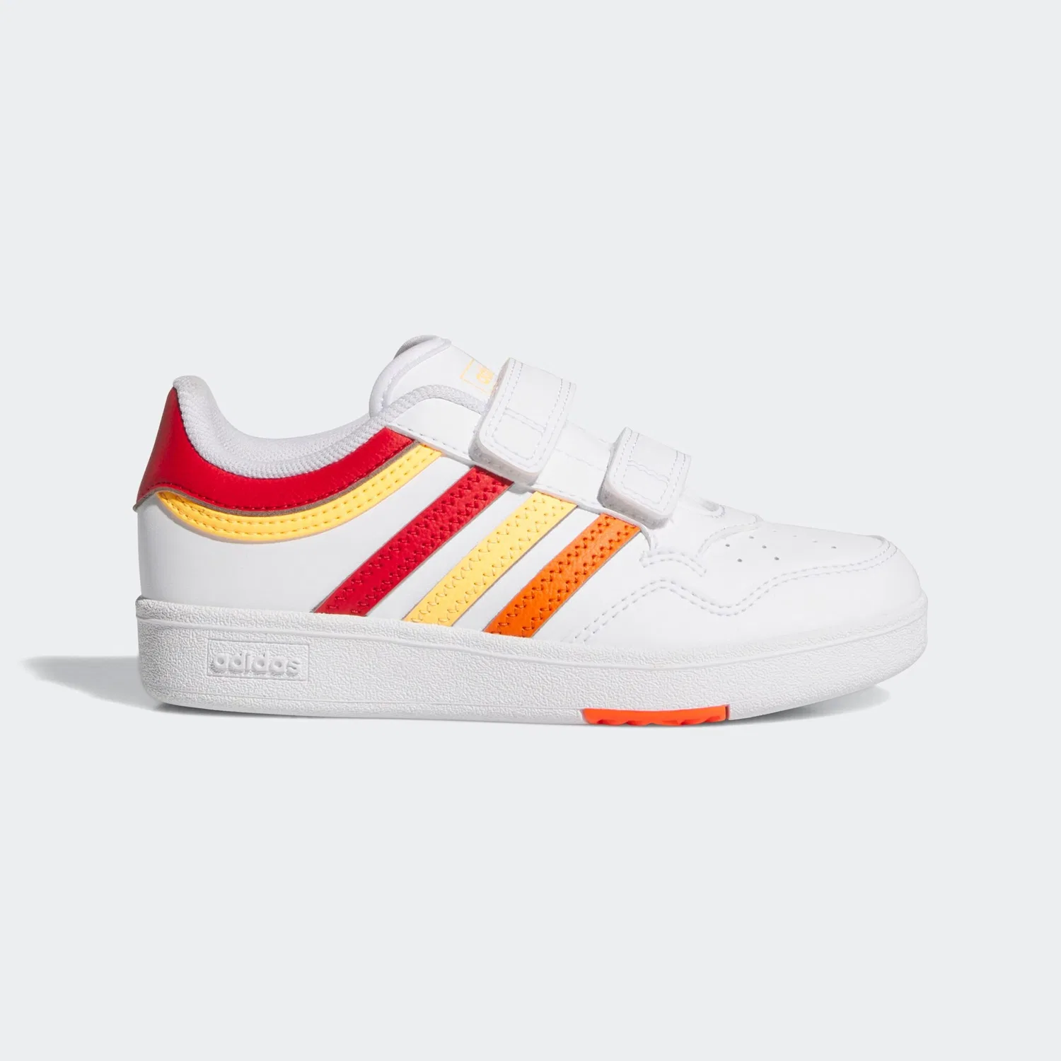 Детские кеды с липучками Hoops 4.0 Adidas, Cloud White/Better Scarlet/Flash Orange — фото 2