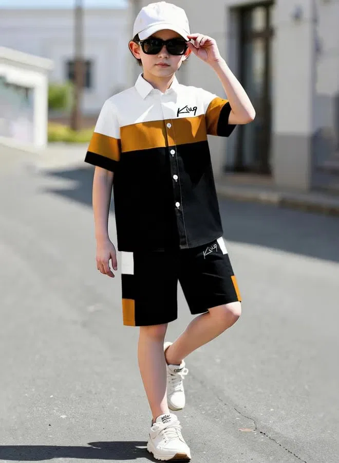 Комплект рубашка и шорты Teen Boys Color Block Take Two, мультиколор — фото 3