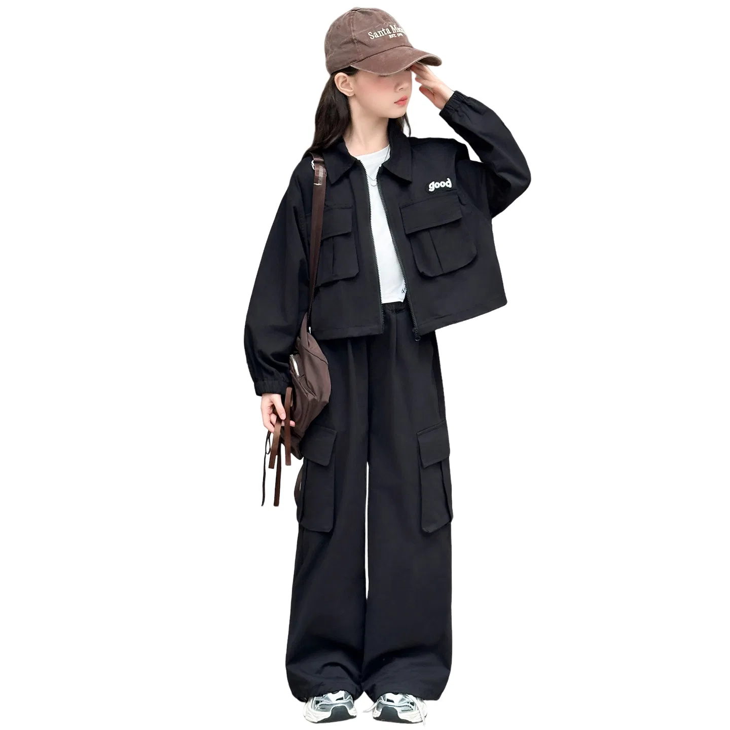 Детский спортивный костюм для девочек с курткой и брюками Lanza, Black
