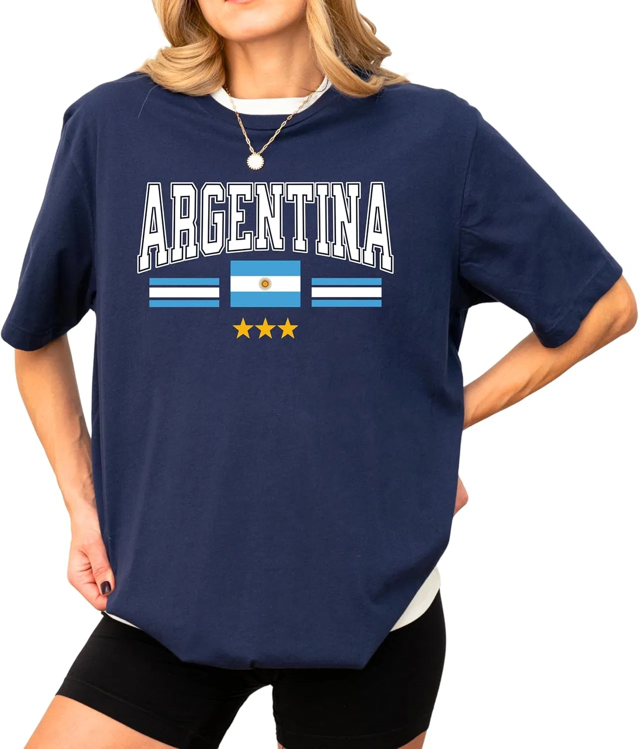 Футболка с принтом Аргентины три звезды Bella + Canvas, Navy