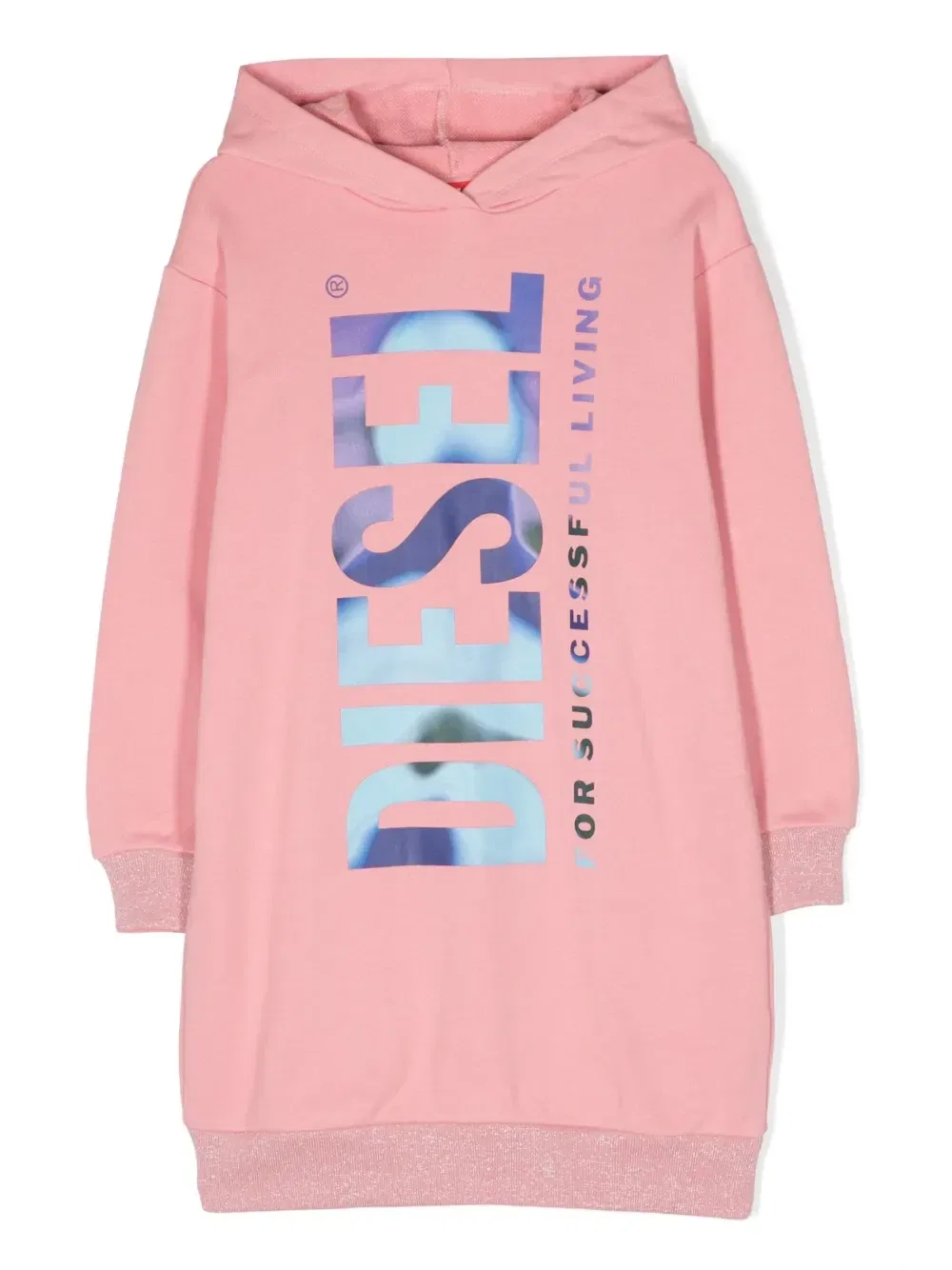 Платье с капюшоном и логотипом Diesel Kids, розовый