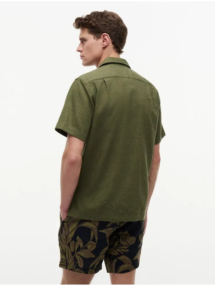 Рубашка с коротким рукавом из льна с хлопком, Regula fit TOMMY HILFIGER, Khaki — фото 3