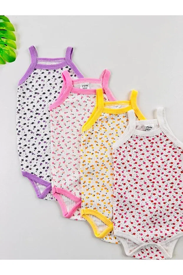 Детское боди для девочек с цветочным принтом 4-шт комплект Efu Baby, Multicolor — фото 2