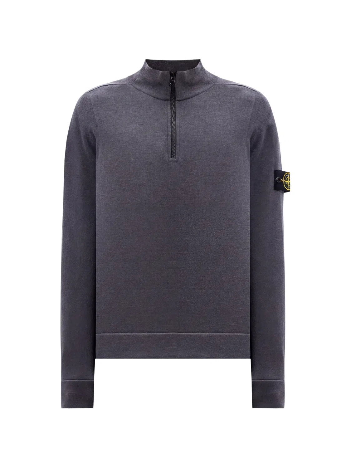 Свитер на молнии с нашивкой-логотипом Stone Island, серый