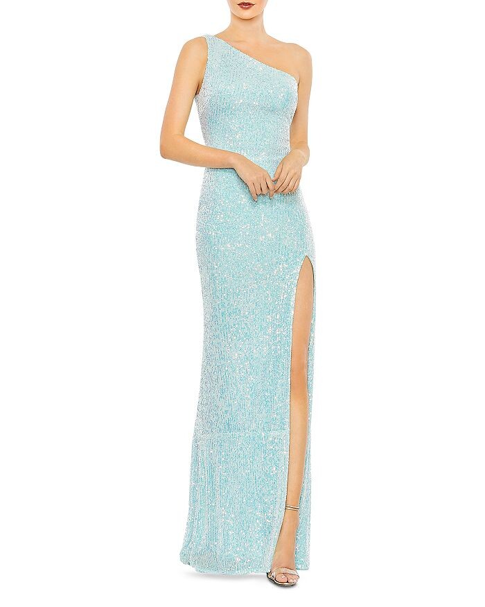

Mac Duggal Платье на одно плечо с пайетками, синий