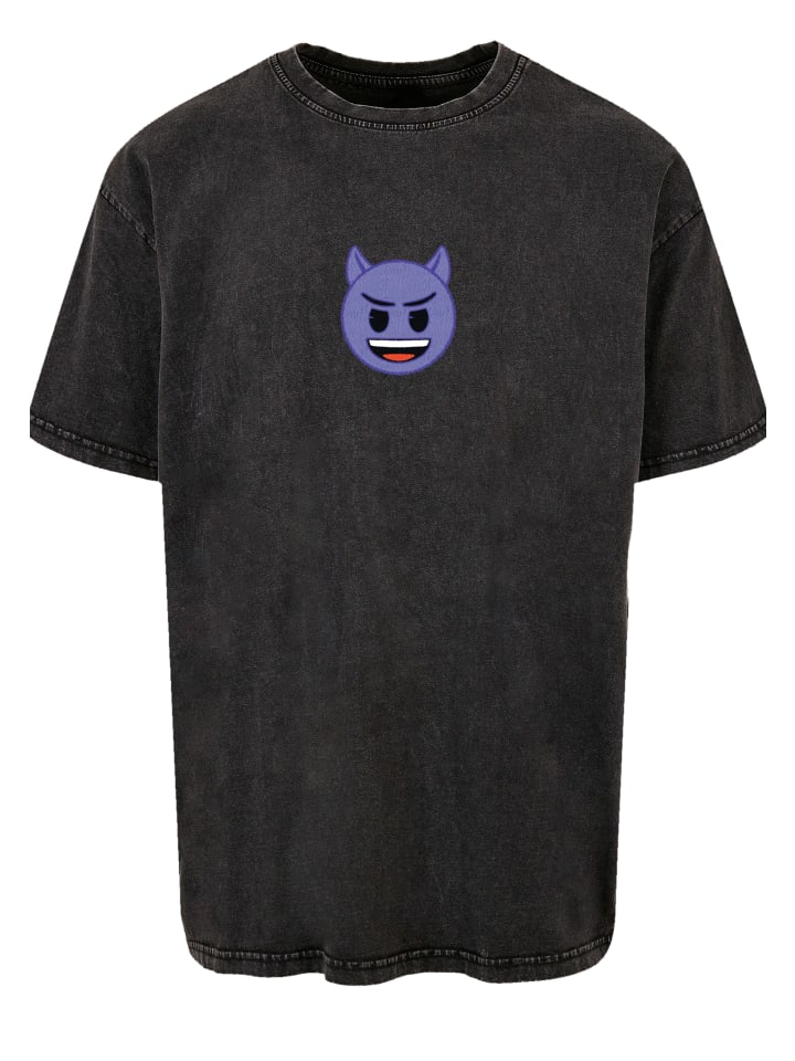 

Футболка emoji couture Oversize T-Shirt Evil smiling furry purple face, черный