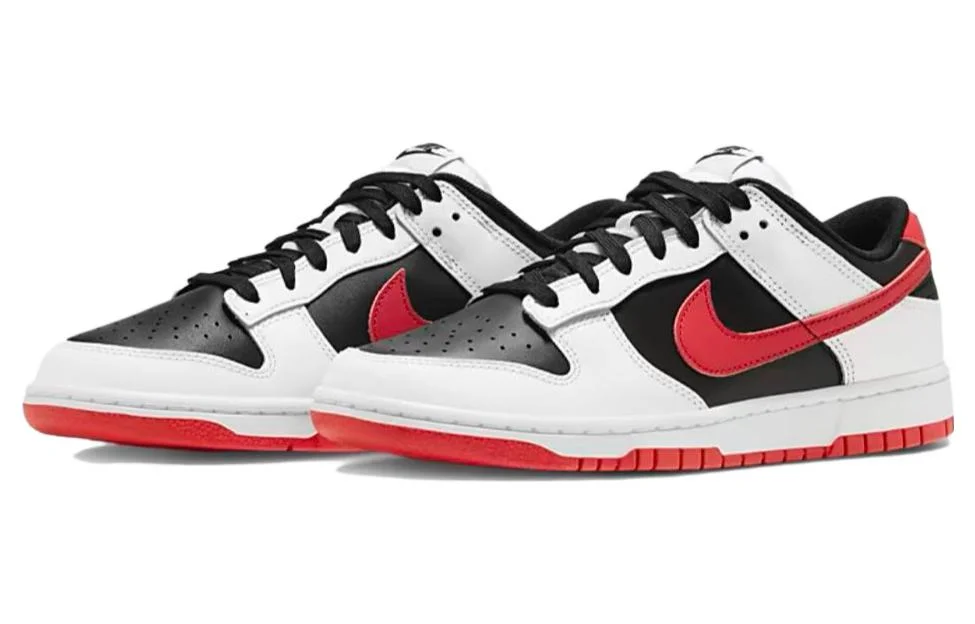 Кроссовки Nike Dunk Low Retro, белый/черный/красный — фото 3