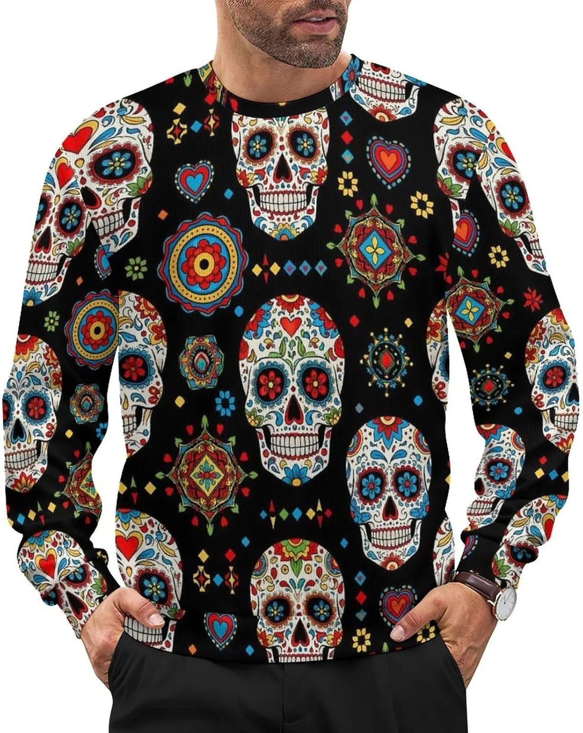 

Мужской свитер с круглым вырезом и длинными рукавами LITPUZC