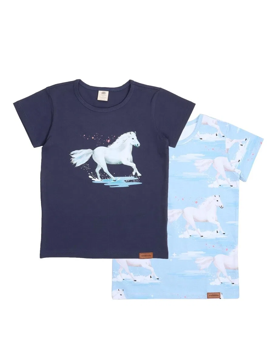Футболка Walkiddy 'Walkiddy - White Horses T-Shirt' синего цвета
