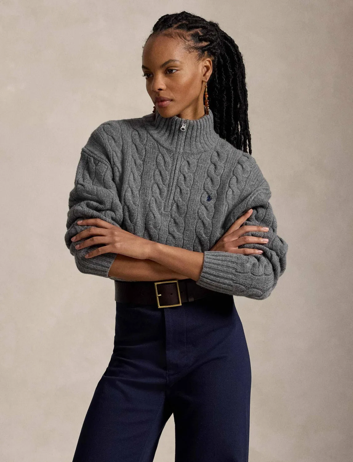 Свитер с полувысоким воротником из шерсти и кашемира Polo Ralph Lauren, Grigio