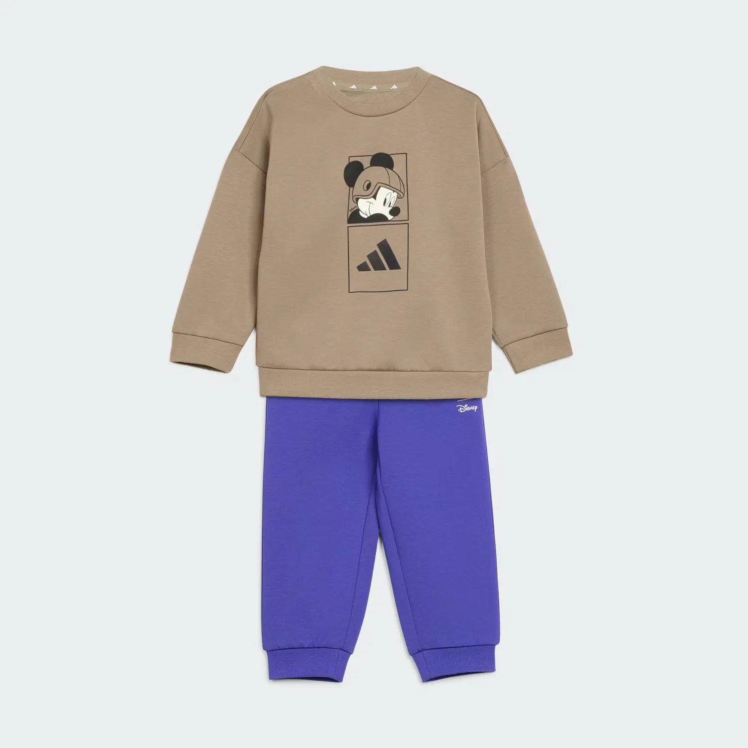 Детский трикотажный спортивный костюм из 2 предметов Disney Mickey Mouse Adidas Sportswear, хаки/белый