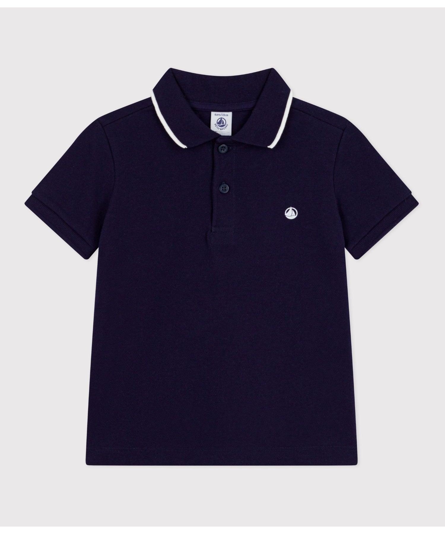 Рубашка-поло с короткими рукавами из трикотажа пике PETIT BATEAU, Blue