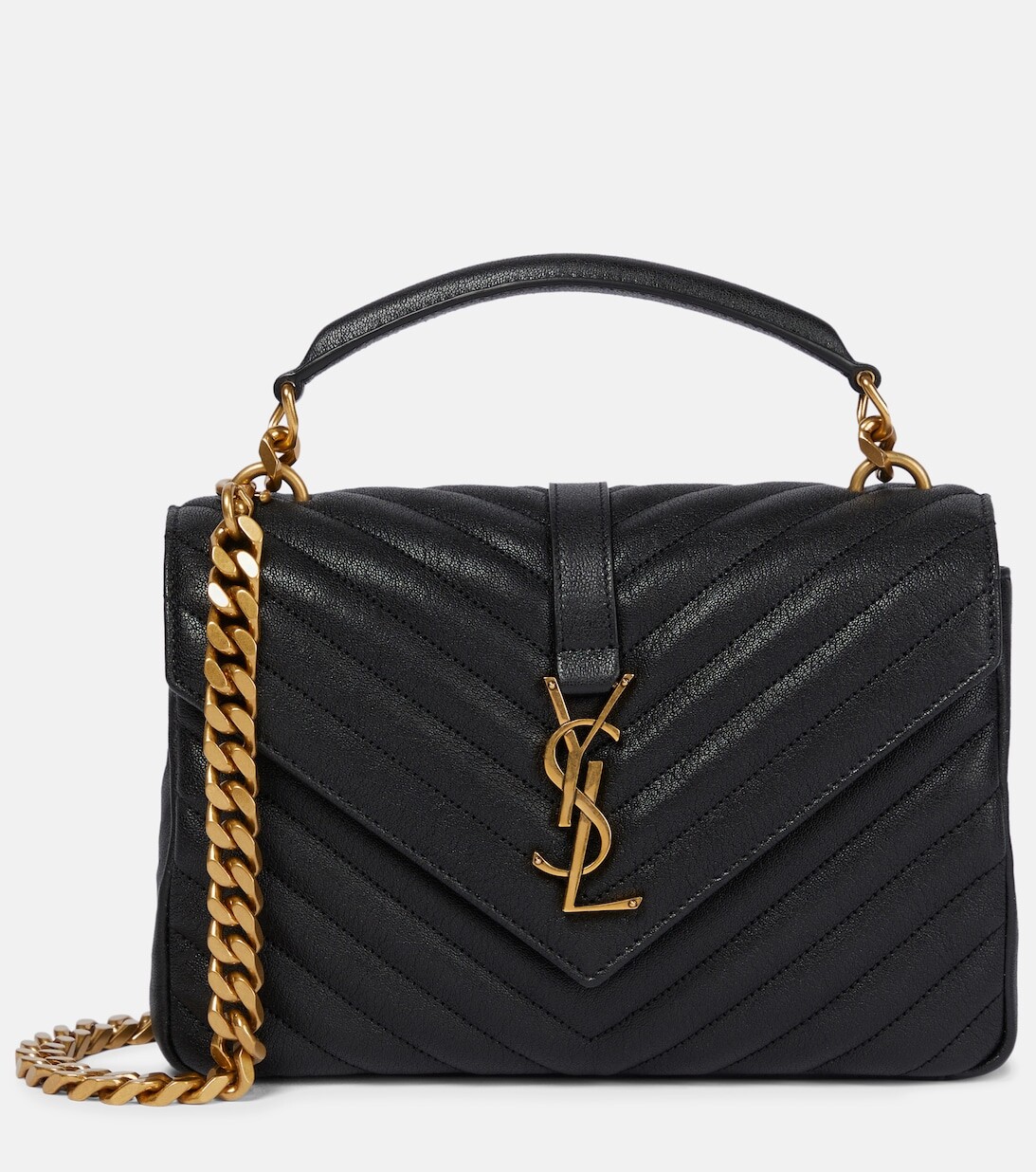 

Кожаная сумка через плечо College среднего размера Saint Laurent, черный
