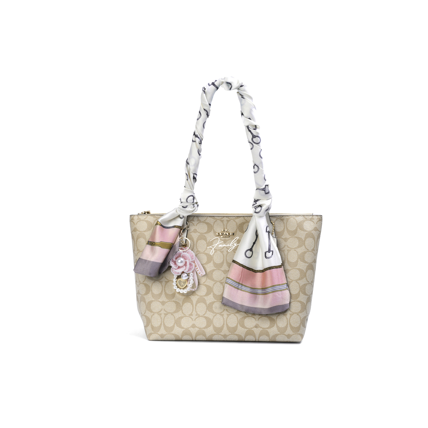 

COACH Сумка-шоппер с застежкой-молнией из ПВХ, Floral Silk Whisper