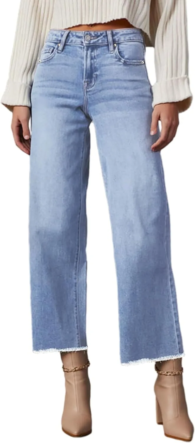 

Женские джинсы wide leg high waisted cropped Bbkkuck