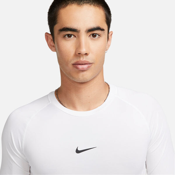Футболка pro dri fit облегающие с длинным рукавом фитнес-топ Nike, белый — фото 2