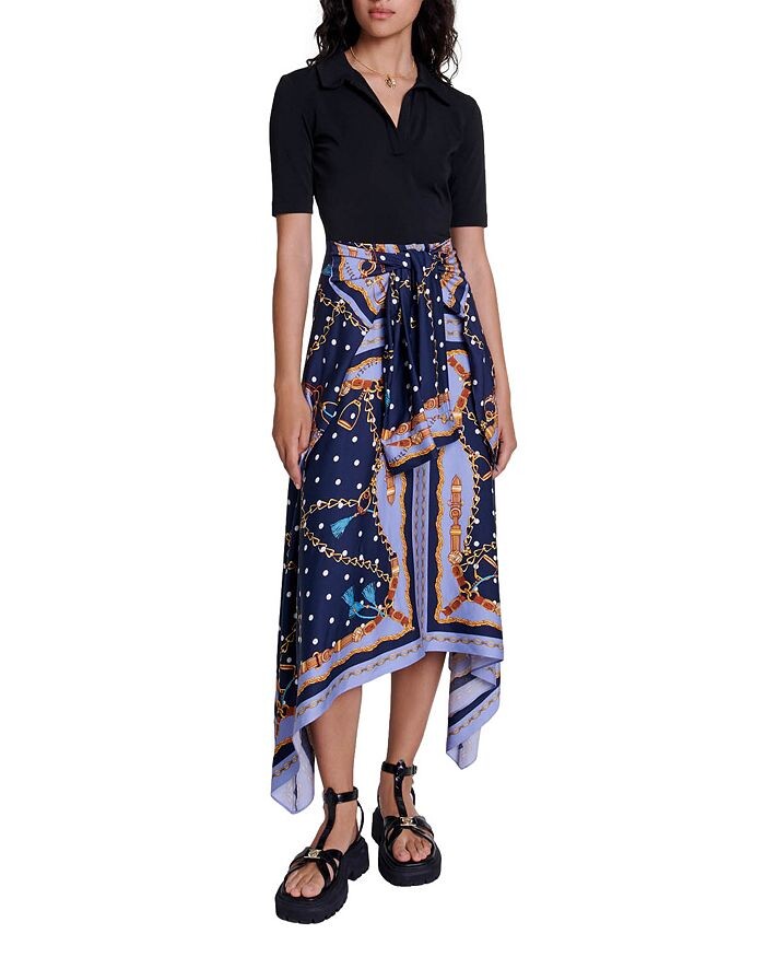 

Платье из смешанной техники Maje Raprichaine, синий