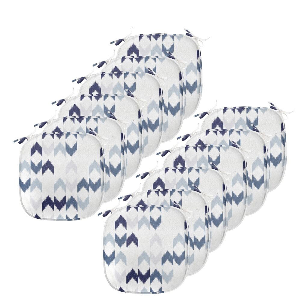 

Подушка для обеденного стула ABAKUHAUS Marine Ikat Chevron Zigzag Декоративная водонепроницаемая подушка с ремнями для кухонных сидений 40 см x 40 см Упаковка из 12 шт. Белый Синий Фиолетовый, мультиколор