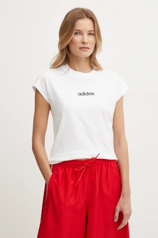 

Футболка Essentials Linear из хлопка Adidas, бежевый
