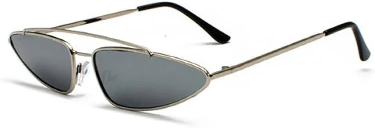 

Треугольные солнцезащитные очки для женщин с двойной перемычкой, маленькая оправа, ретро-дизайн, защита от УФ-излучения UV400 для женщин generic, C2 Silver Silver