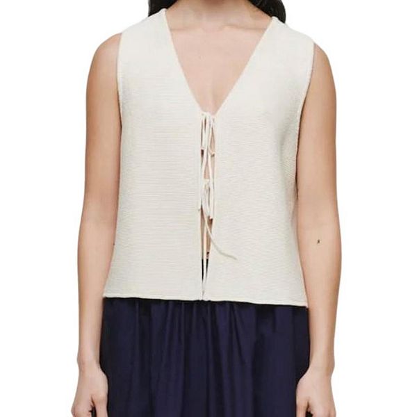 

Женская летняя майка-топ с полосками и завязками из кроличьего волоса Joyjoy, White