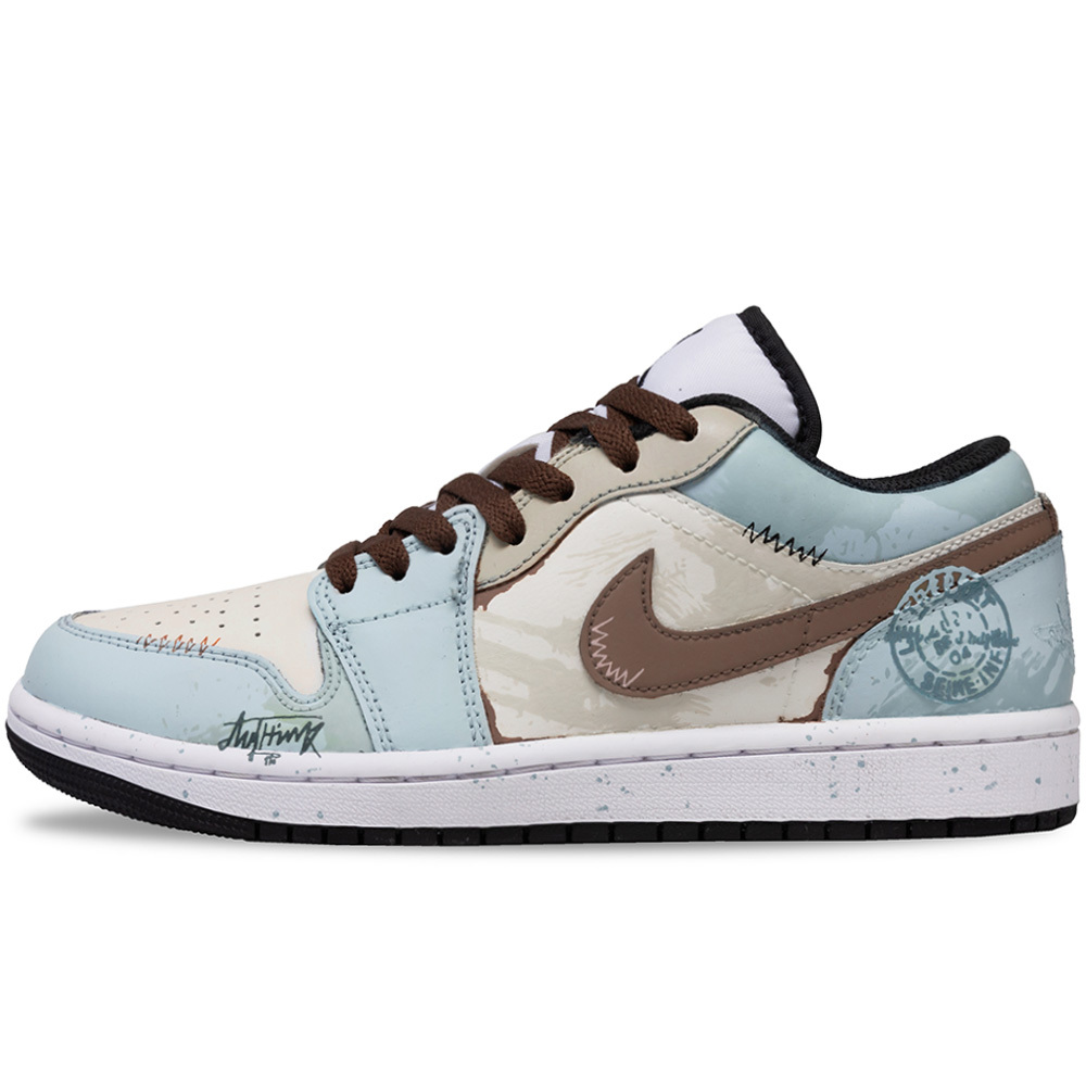 

Jordan Air 1 письмо из галактики амортизирующие нескользящие низкие винтажные баскетбольные кроссовки men's blue-teal