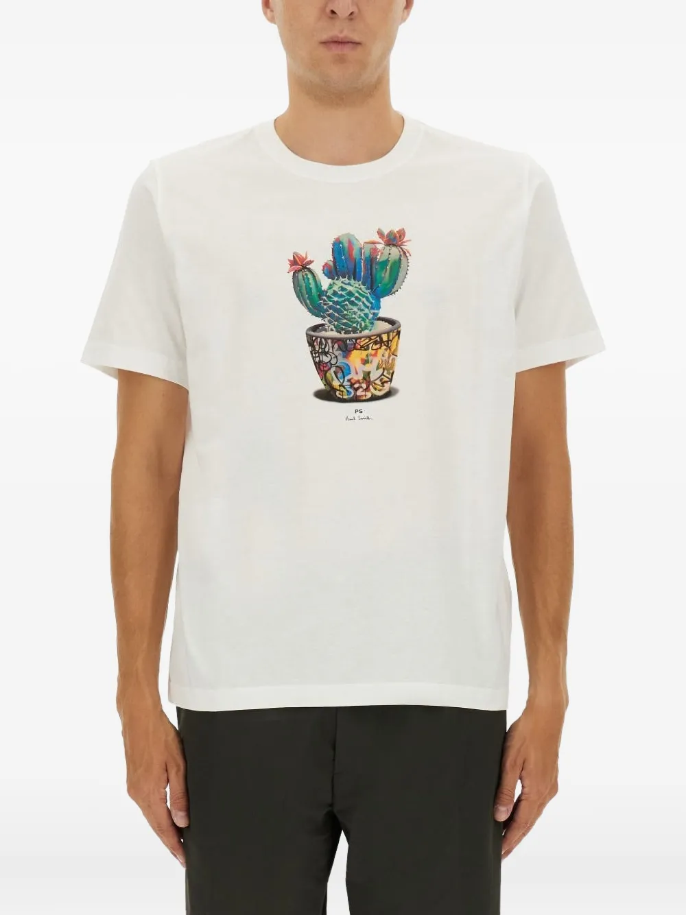 

Футболка с принтом и короткими рукавами Ps Paul Smith, белый