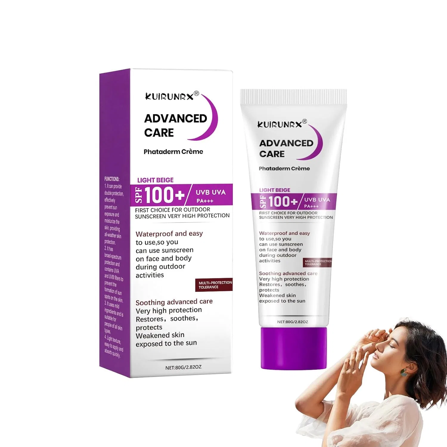 Солнцезащитный крем для тела SPF 100+, 80 г Kuirunrx