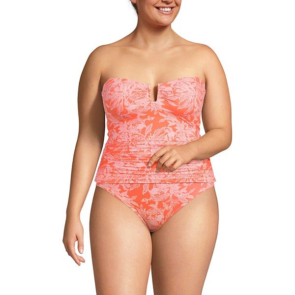 

Plus size U-образный многовариантный топ для купальника Lands' End, Orange Peach Leaves