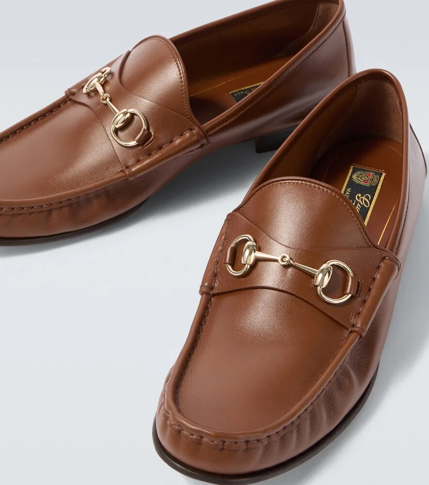 Кожаные лоферы Gucci Lugano Horsebit, коричневый — фото 3