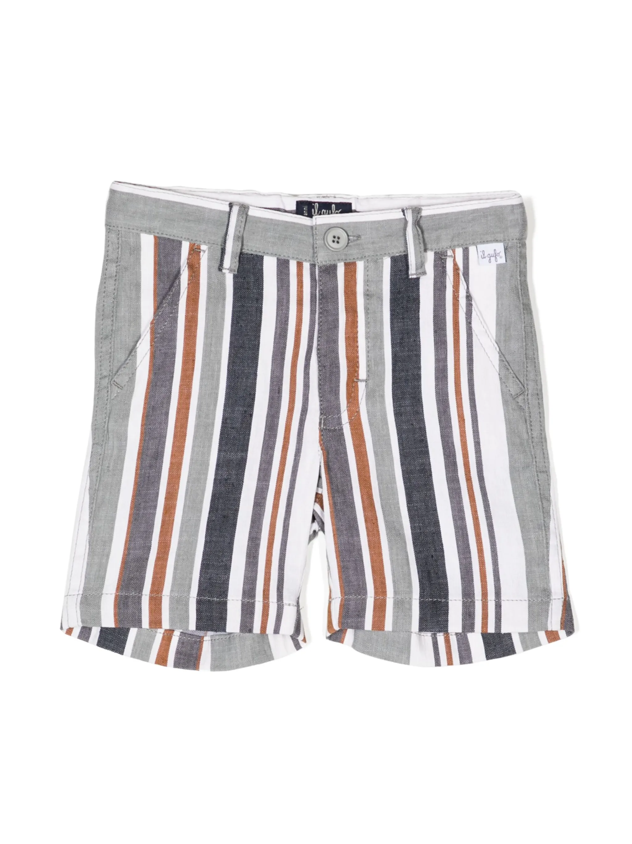 

Полосатые шорты из смесового льна Il Gufo, серый