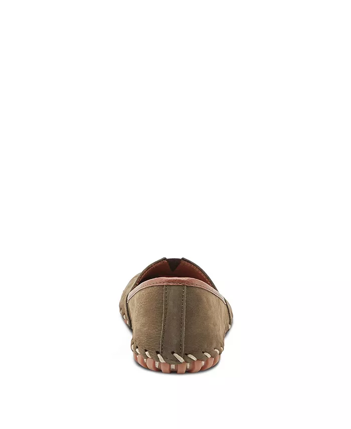 Kathaleta Suede Slip-On Comfort Туфли на плоской подошвеs с V-образной эластичной выемкой, поддержкой свода стопы и съемной стелькой Spring Step, зеленый — фото 4