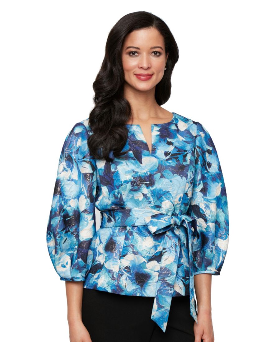 

Женская жаккардовая блузка с металлизированным принтом Alex Evenings, Blue Multi